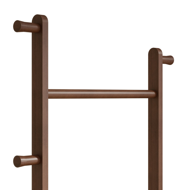Walnut Solid Wood Freestanding Coat Rack with Shelves and Hooks