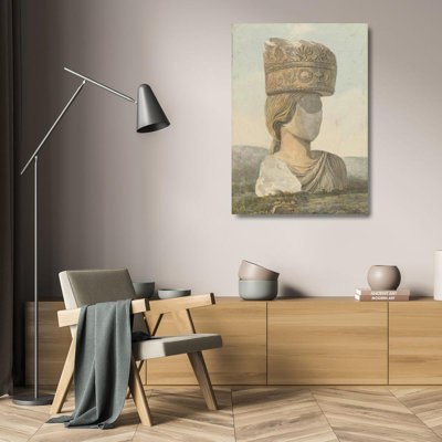 "Faceless Bust of Statue Supporting a Broken Capital on Her Head" by  Willey Reveley - Gallery Wrap Canvas Wall Art