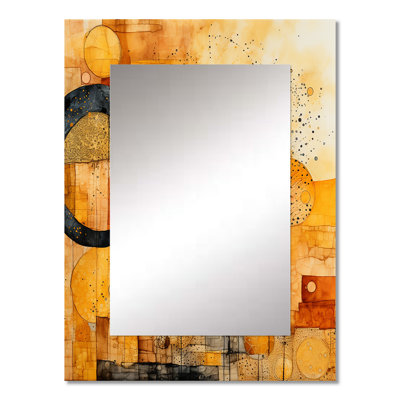 Escape To Serenity Vintage Gold Watercolor - Geometric Wall Mirror, Modern Decorative Mirror, Printed Metal Art