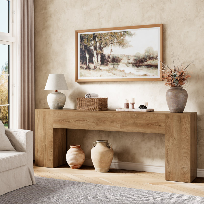 86-Inch Extra Long Console Table For Entryway, Wooden Behind Couch Table Narrow, Farmhouse Entrance Table For Hallway Living Room