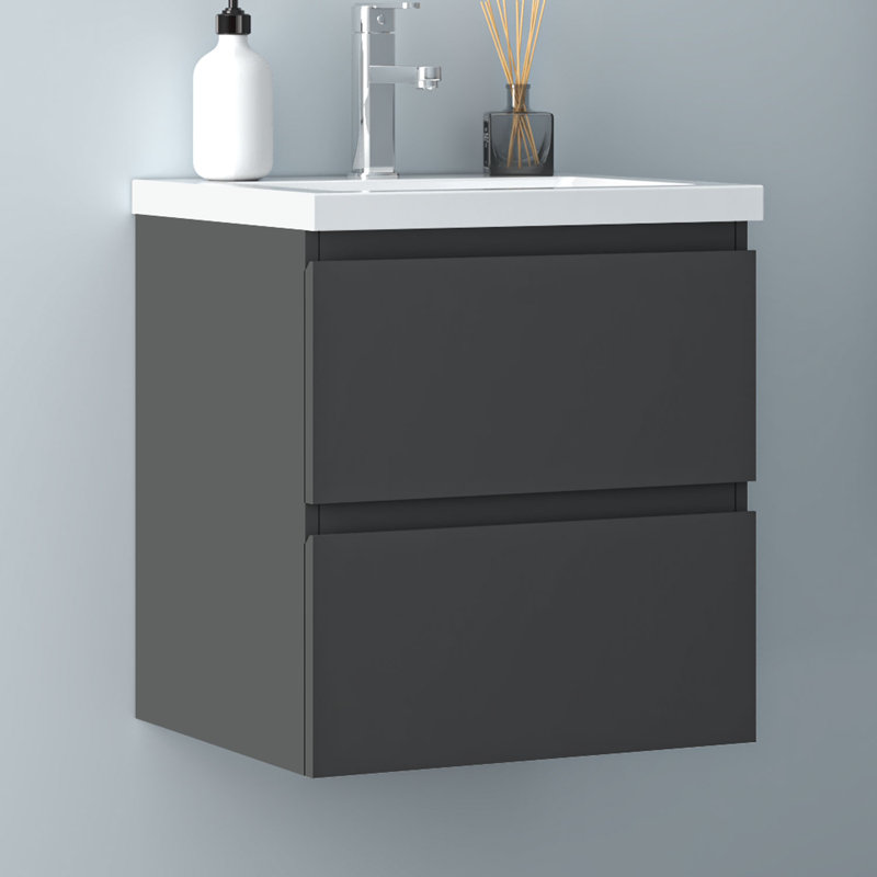 Cleburn 500mm Single Bathroom Vanity with Drop In Resin Basin, White