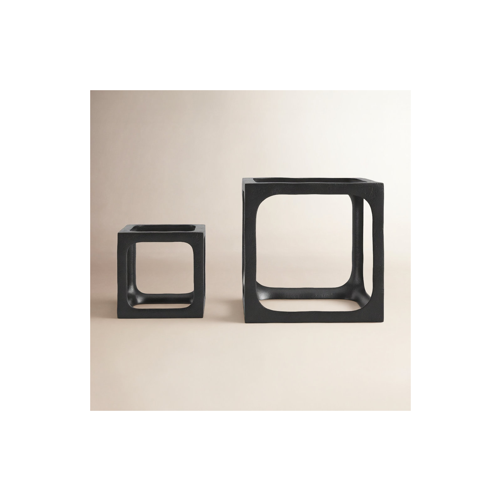 Latte Set of 2 Cubist Sculptures, Black