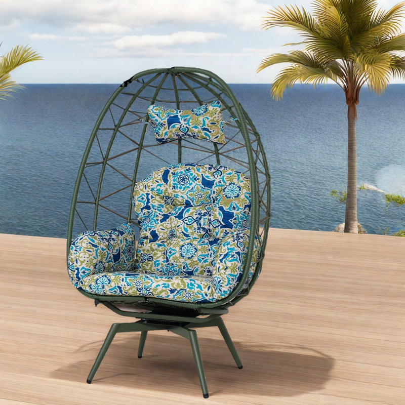 Swivel Patio Lounge Chairs, Pe Rattan Steel Modern Indoor Outdoor