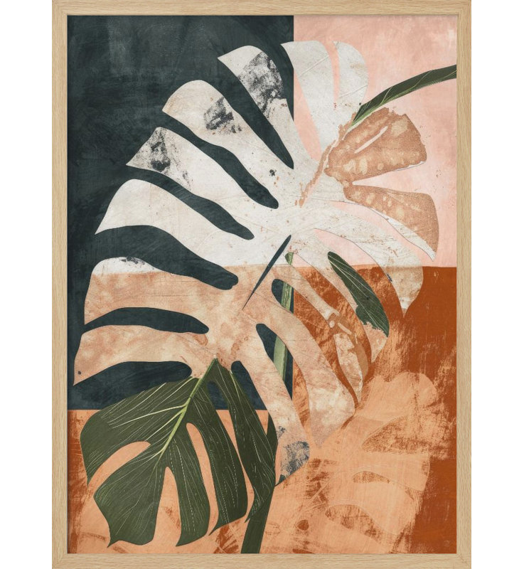 "Into the jungle", art mural texturé encadré, Naturel, H 14 po x l 10 po