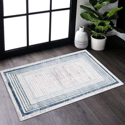 Loom & 2X3 Blue// Area Rug - Stain , Non-Shedding, Perfect For Bedroom, Living Room, Dining Room Blue//, Stain-, Suits Home Office,