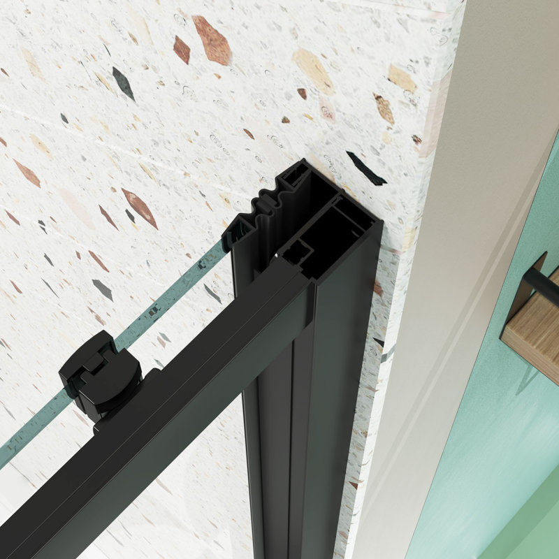 Matte Black 54"W x 72"H Sliding Shower Door with Stainless Steel Handle