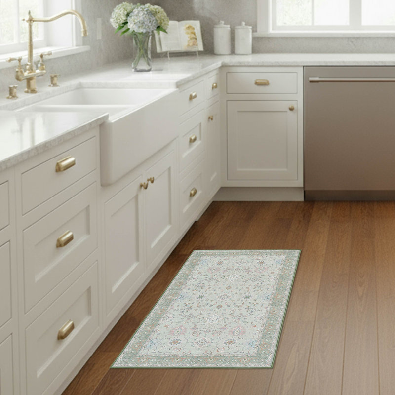 Laura Ashley Aure Machine Washable Imagine Printed Chenille Rugs 1-Piece, Rectangle 2'2" x 3'9", Sage