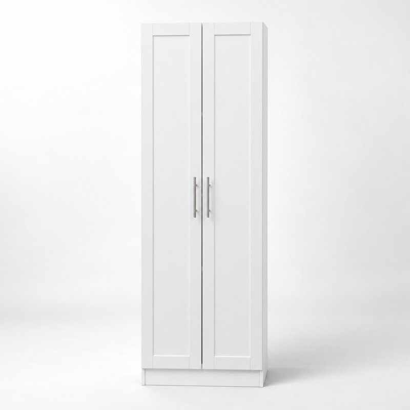 Tall Wardrobe Cabinet with 2 Doors and Shelves for Bedroom Storage