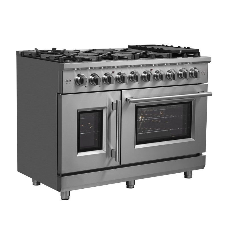 Cuisinière au gaz 48 pouces Alta Qualita Massimo, 8 brûleurs, 6,58 pieds pi.