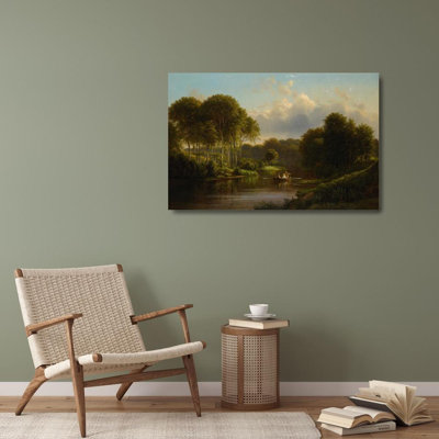 «Boating on the Susquehanna» par Ferdinand Richardt, reproduction d'art sur toile tendue avec châssis