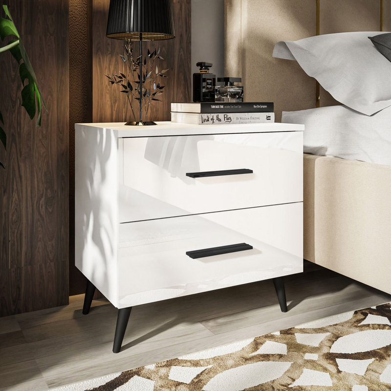 Donnay 2 Drawer Bedside Table, White