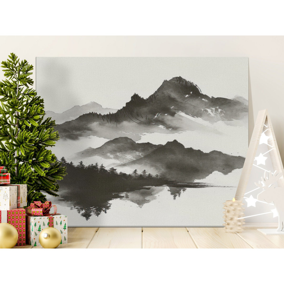 Sumi-e Mountain Reflection Canvas Print