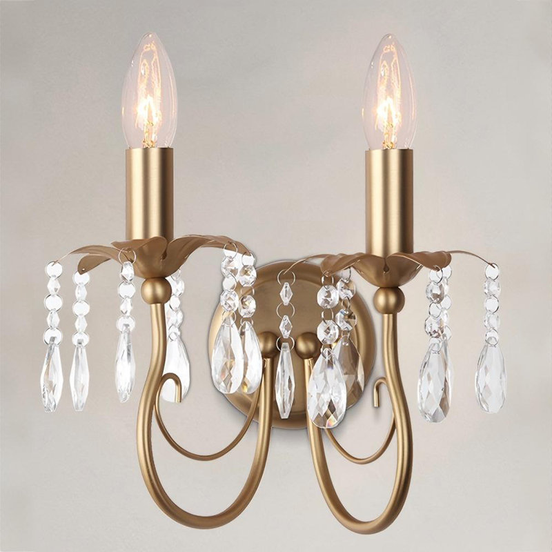 2- Lights Candle Wall Lights Crystal Candle Wall Sconces