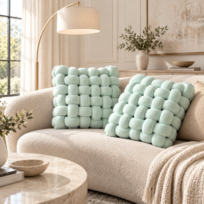 Ensemble de 2 coussins décoratifs de luxe noués à la main, coussins moelleux et épais à nœuds pour canapé, lit et décoration intérieure