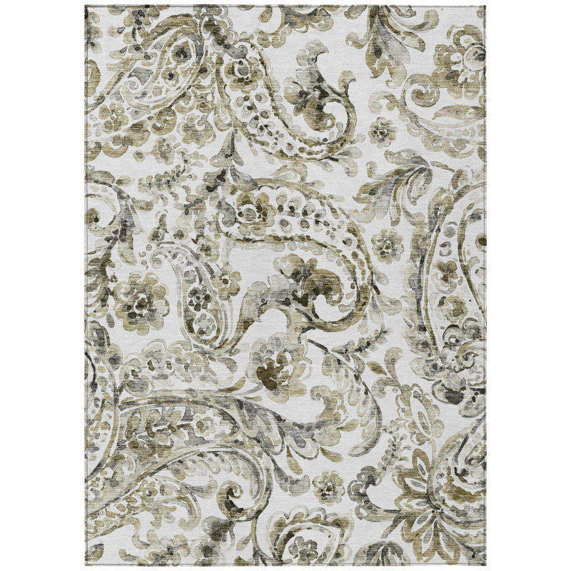 Siim Washable Paisley Indoor / Outdoor Rug, Rectangle 9' x 12'