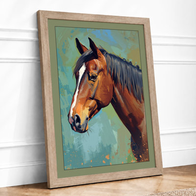 Dignified Horse Portrait Rustic - Framed Print