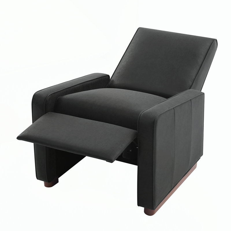 Fauteuil inclinable manuel moderne recouvert de polyuréthane 2 positions avec dossier réglable à 160 °, Orange Faux Leather