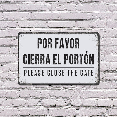 Por Favor Cierra El Porton Please Close Gate (2 Pack) 8 Inch x 12 Inch Plastic Sign Gracias Keep It Closed Perfect for Yards Farms Driveways Fun Gift for Bilingual Households Ranchers Neighbors