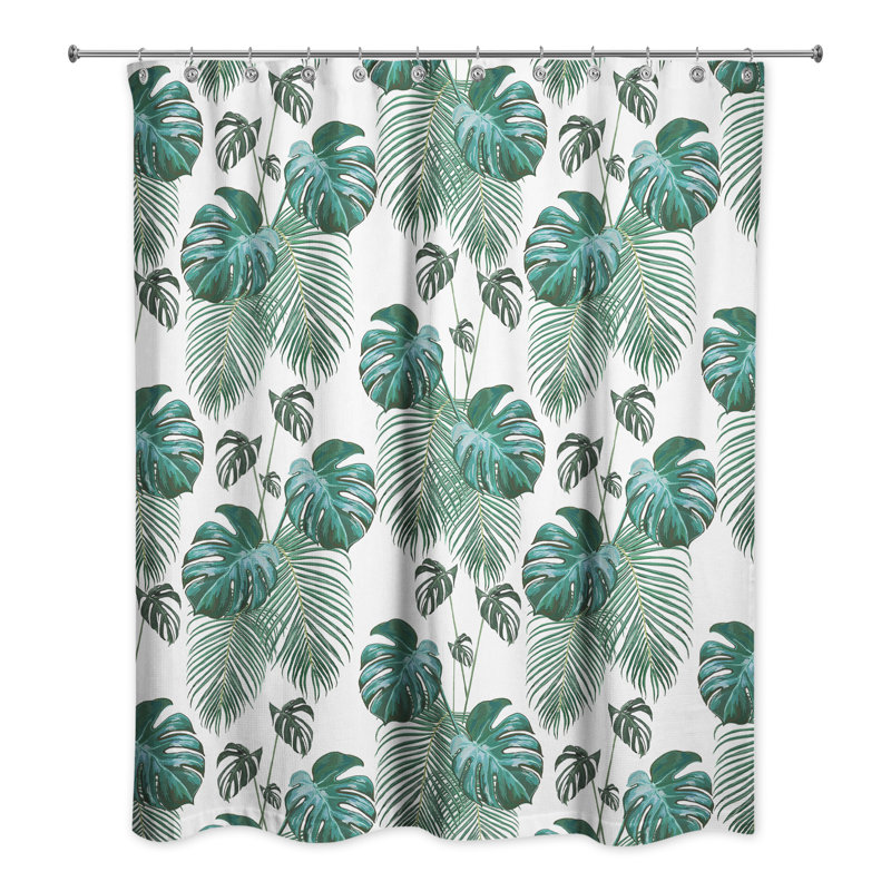 Rideau de douche simple à motif floral, Blanc