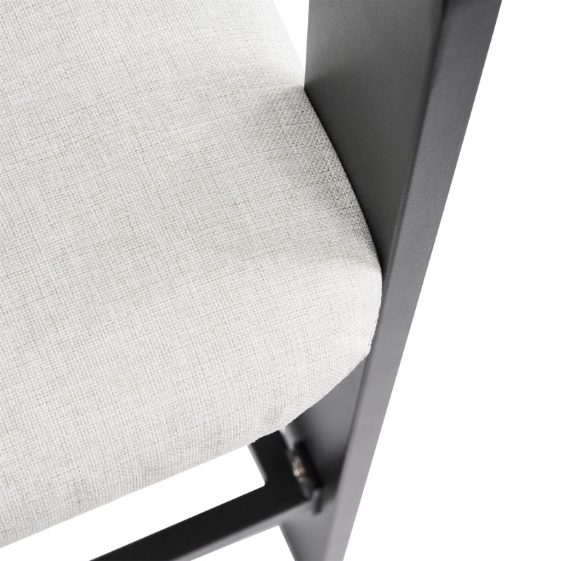 Tabouret de bar d'extérieur en aluminium Pula, chaise de bar, structure noire avec coussin gris, ensemble de 2