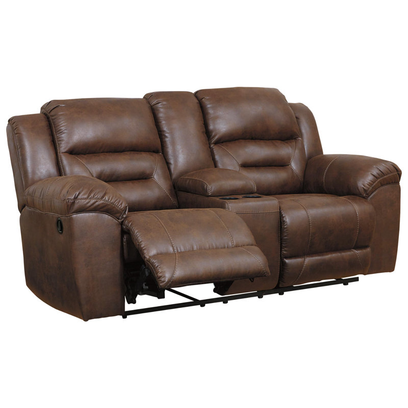 Jaydene 82'' Faux Leather Reclining Loveseat, Chocolate Polyester Blend