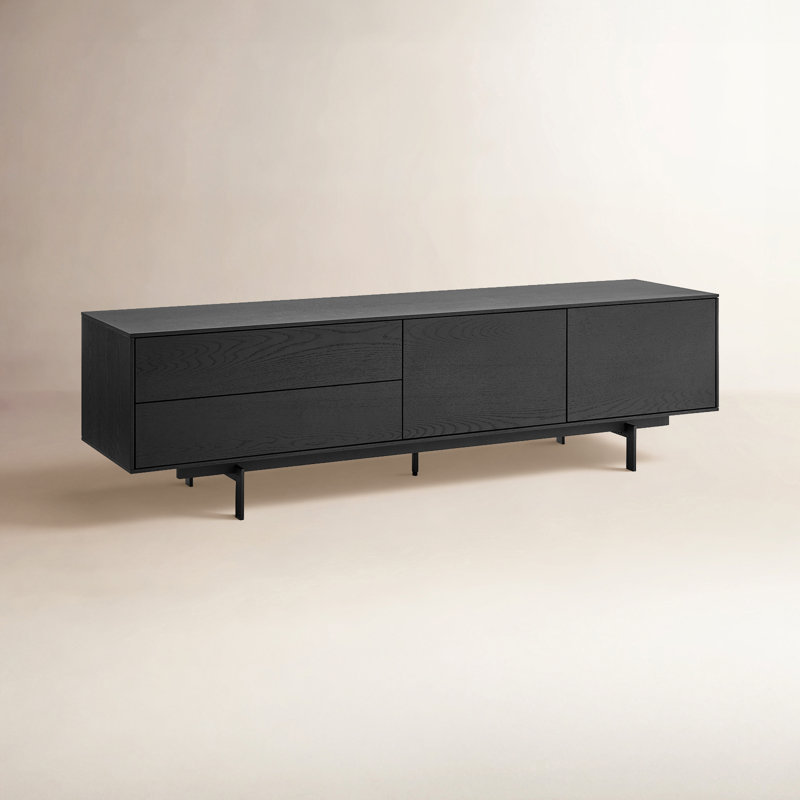 Quinn Media Stand In Oak, Black