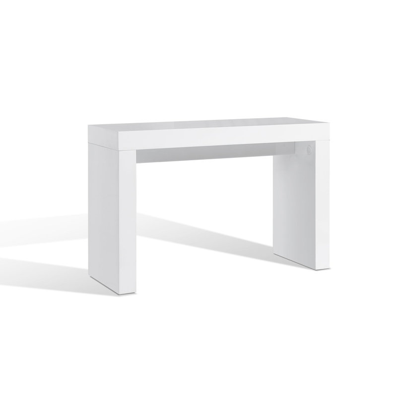 47" White Wood Block Console Table