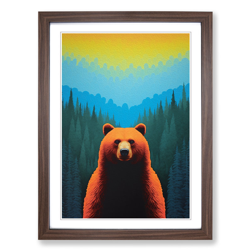 Bear Colour Field Art - Framed Print, Walnut Framed, 64cm H x 46cm W