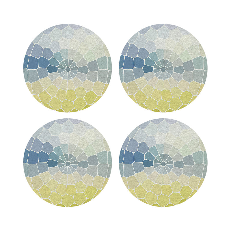 Mosaico Palm Beach Vegan Leather Round Coasters, Taormino