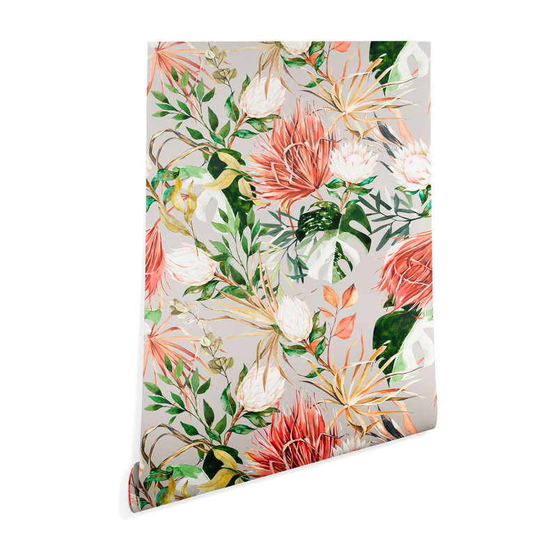 Rouleau de papier peint à peindre Menoken Tropical Bloom L 96 pi x l 24 po