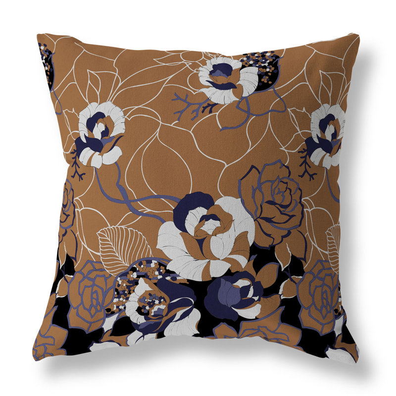 Coussin décoratif réversible Regal Rose Retreat, H 18 po x l 18 po, Bleu/orange