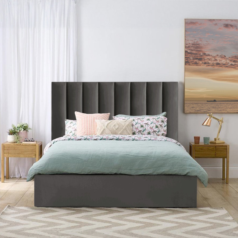 Mahida Upholstered Storage Bed, Super King (6'), Asphalt