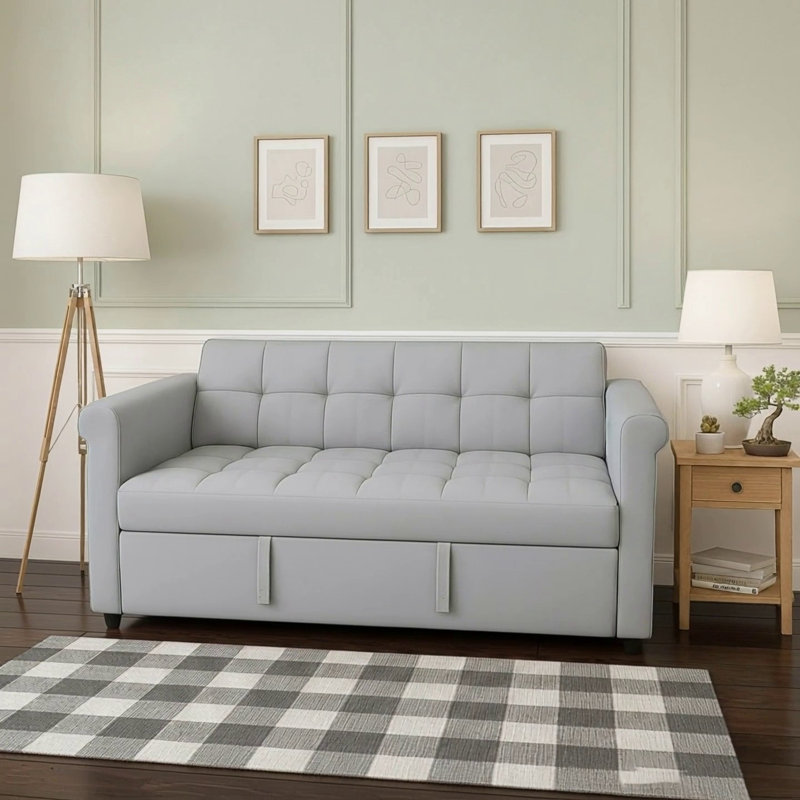 LIT DE CANAPÉ 2 places convertible en velours causeuse - canapé-lit escamotable gris avec poche latérale, conception compacte pour petits espaces, appartement, chambre d'amis