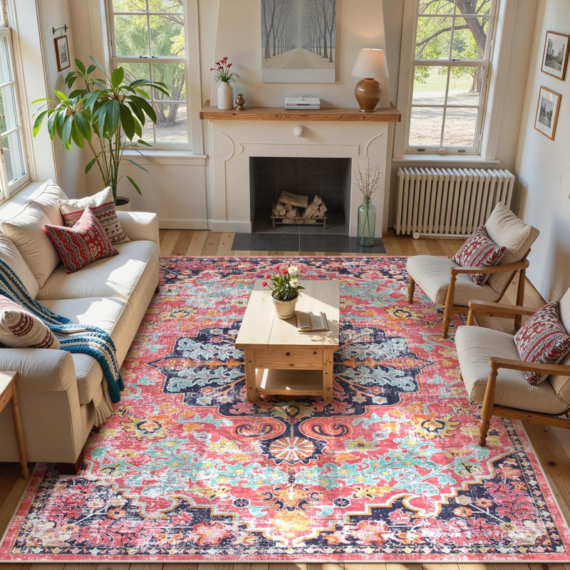 Govan Machine Washable Traditional Tribal Vintage Area Rugs, Rectangle 9' x 12'