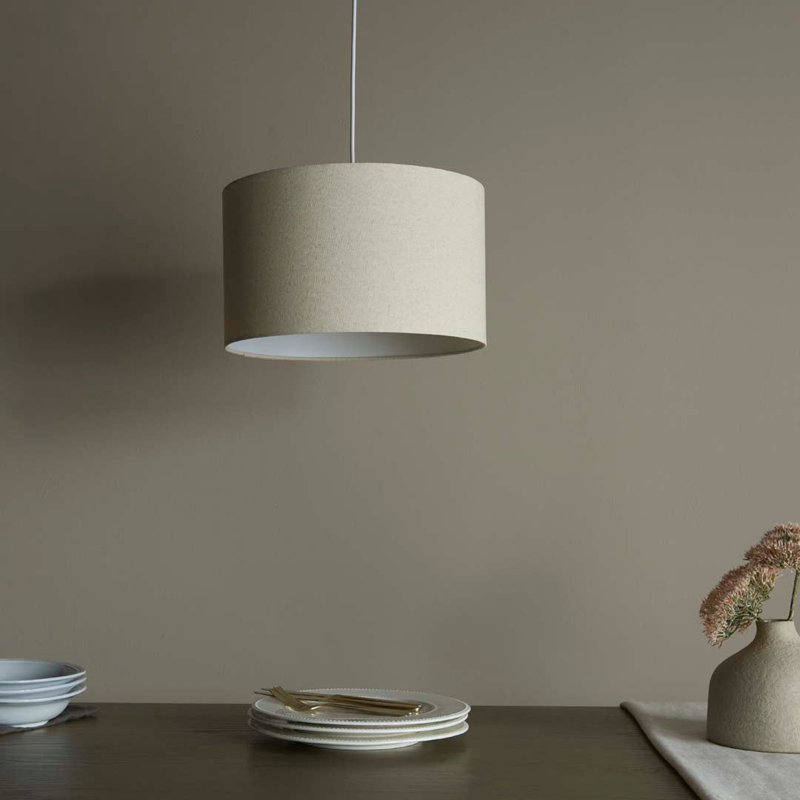 Linen Blend Drum Pendant Shade, 210 cm H x 350 cm W x 350 cm D