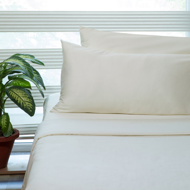 Sateen 400 Thread Count Organic 100% Cotton Sheet Set, King, Ivory