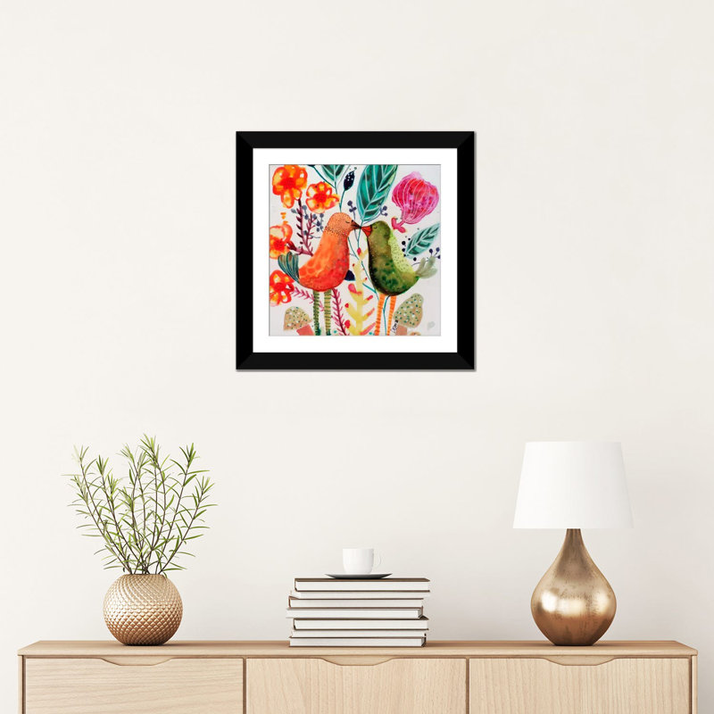 « le baiser », reproduction sur toile, Papier d'art encadré noir, H 16 po x l 16 po x P 1 po
