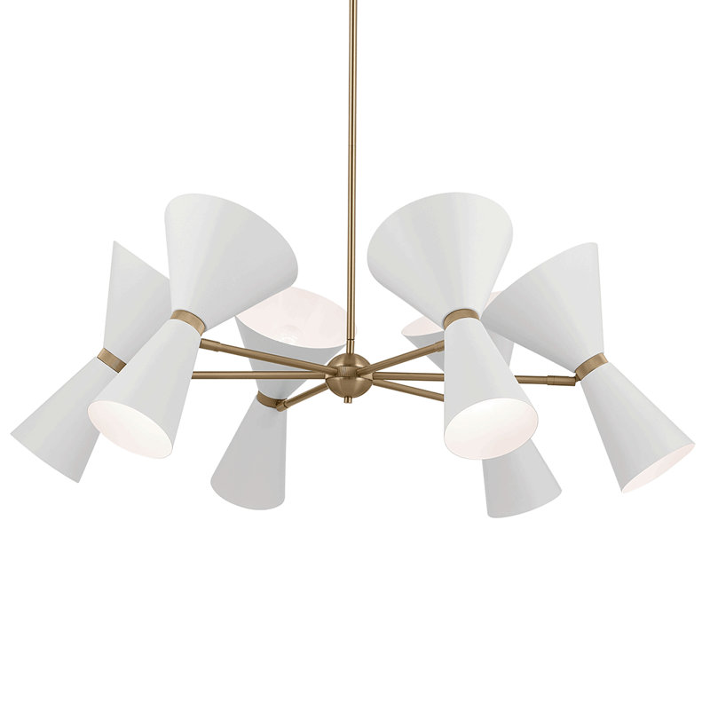 Phix 12-Light Steel White Adjustable Chandelier, White