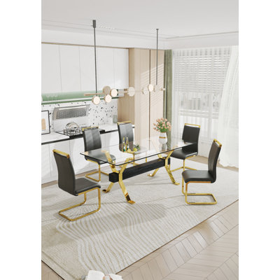 Dining Table Modern Tempered Glass Dining Table Large Modern Office Desk