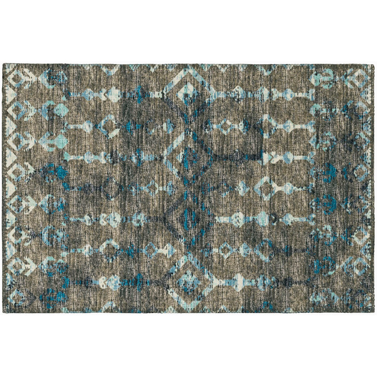 Tapis ikat bleu / brun Ardyth
