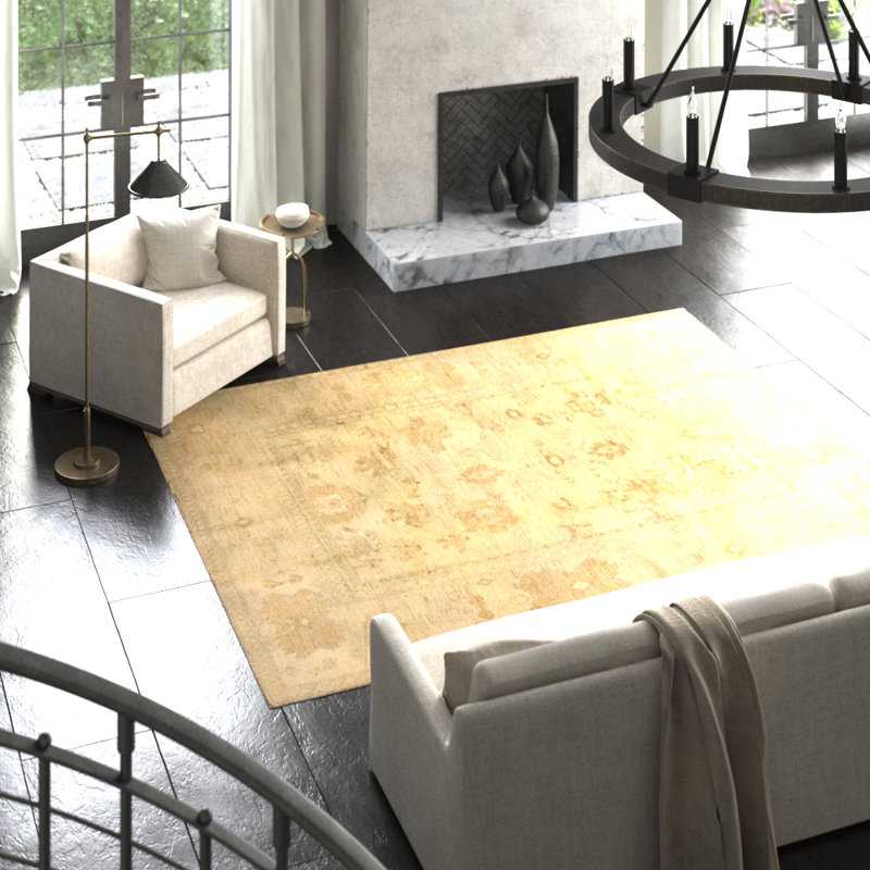 Gharni Wool Oriental Area Rug in Beige/Neutral/Taupe