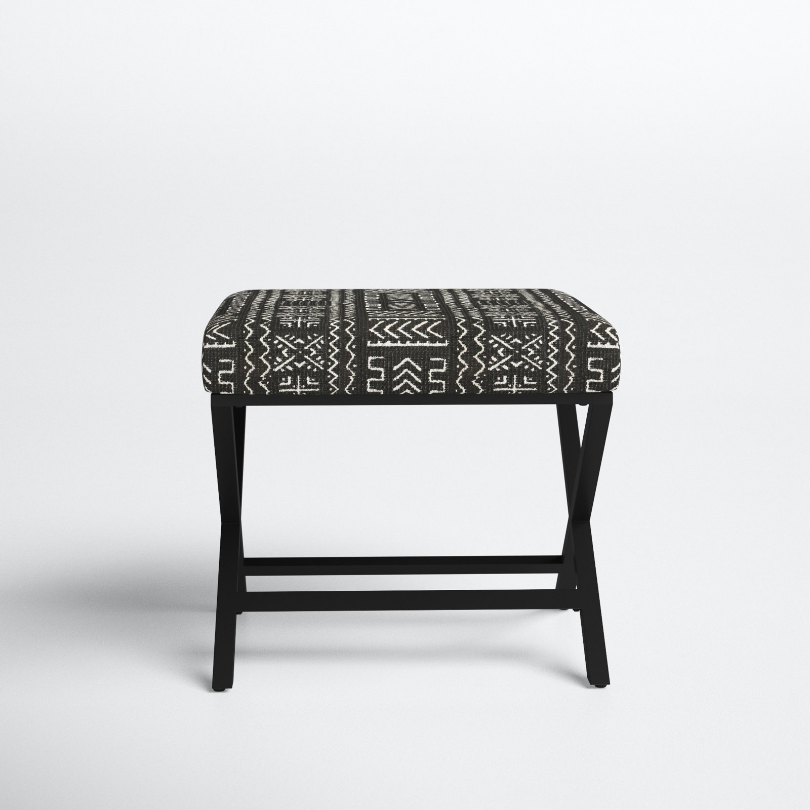 Priscilla Upholstered Ottoman, Geometric Eclectic Black/White