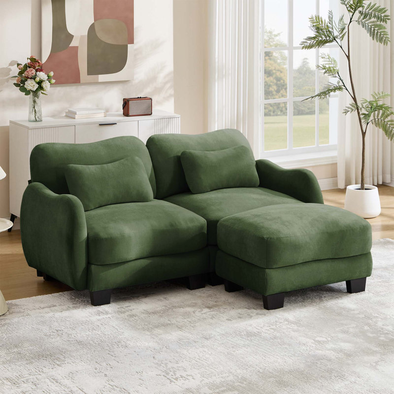 Canapé en L Chenille, L 70,8 po, Chenille verte