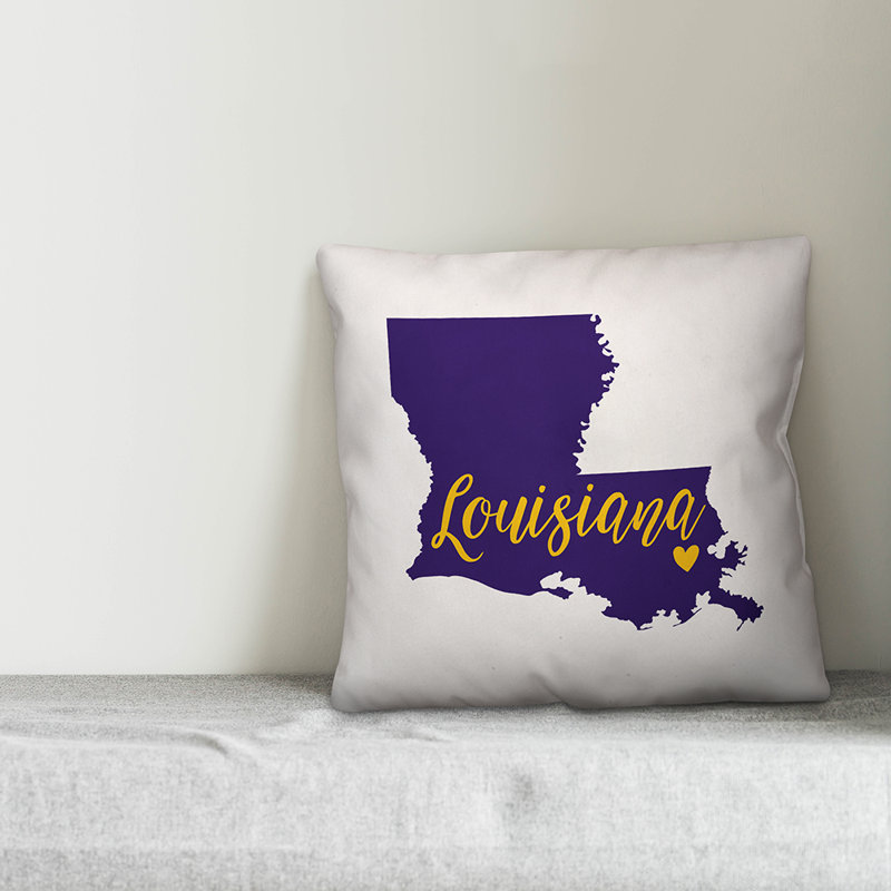 Coussin décoratif louisiana fierté, Mauve / Jaune, 16 po x 1 po