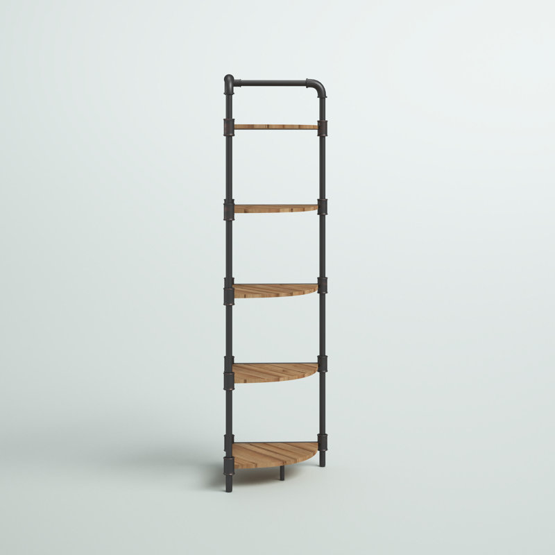Bibliothèque de coin en acier à 5 niveaux H 63,75 "x l 22,75" Kenley, (5 niveaux) H 63,75 po x l 22,75 po x P 15,25 po