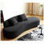 Canapé incurvé de 90 po avec coussins décoratifs, canapé de luxe en velours 4 places, noir