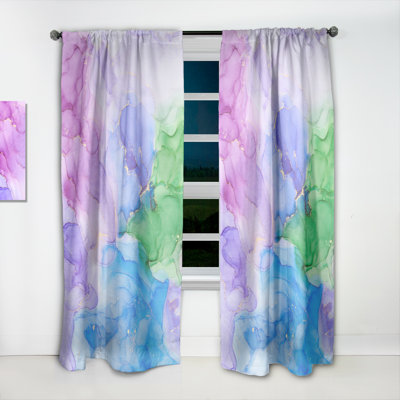 Multicolor Luxury Abstract Fluid Art - Abstract Curtain - Velvet Room darkening - 1 panel