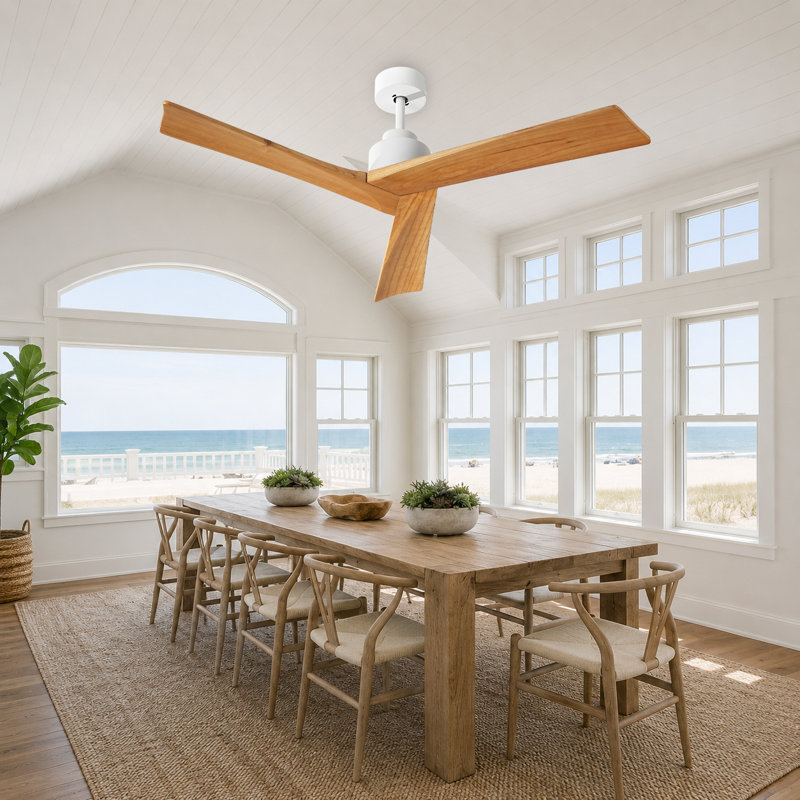 Ventilateur de plafond en bois massif de 52 pouces sans lumière