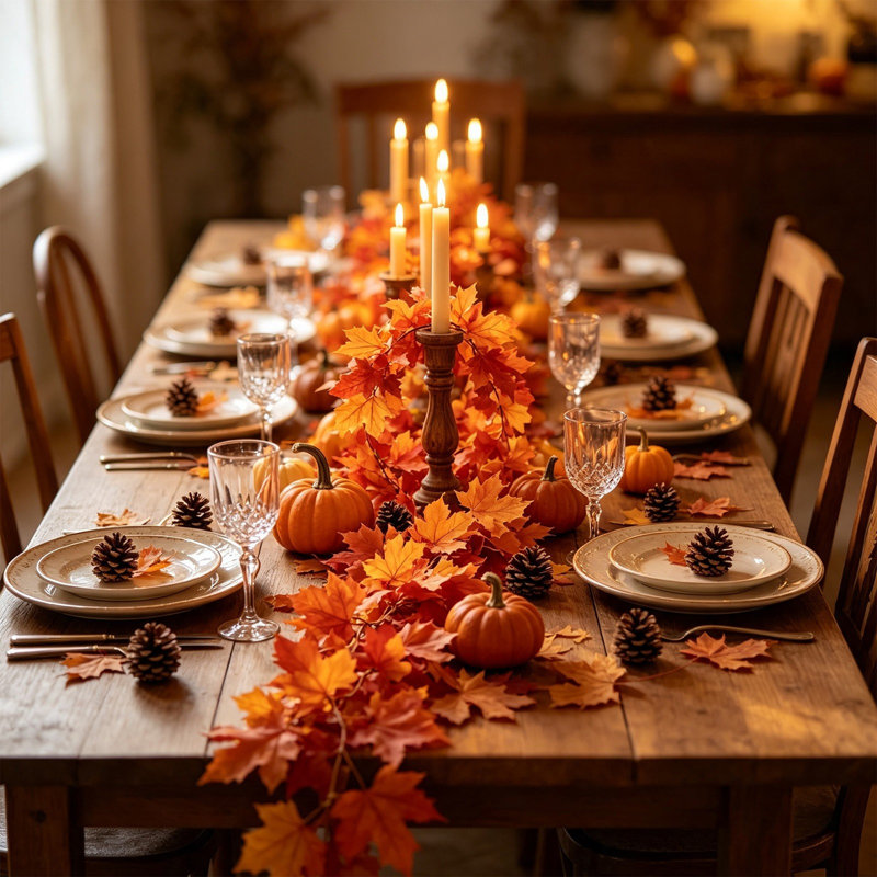 Guirlande de feuilles d'automne de 1,75 m (5,7 pi) - Décoration d'automne pour le foyer, la maison et l'extérieur - Guirlande artificielle d'automne