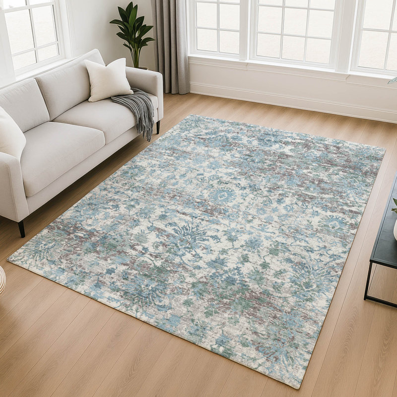 Tapis moderne lavable à la machine de qualité supérieure Mayfield AMF2211, En jean, 3 pi x 5 pi